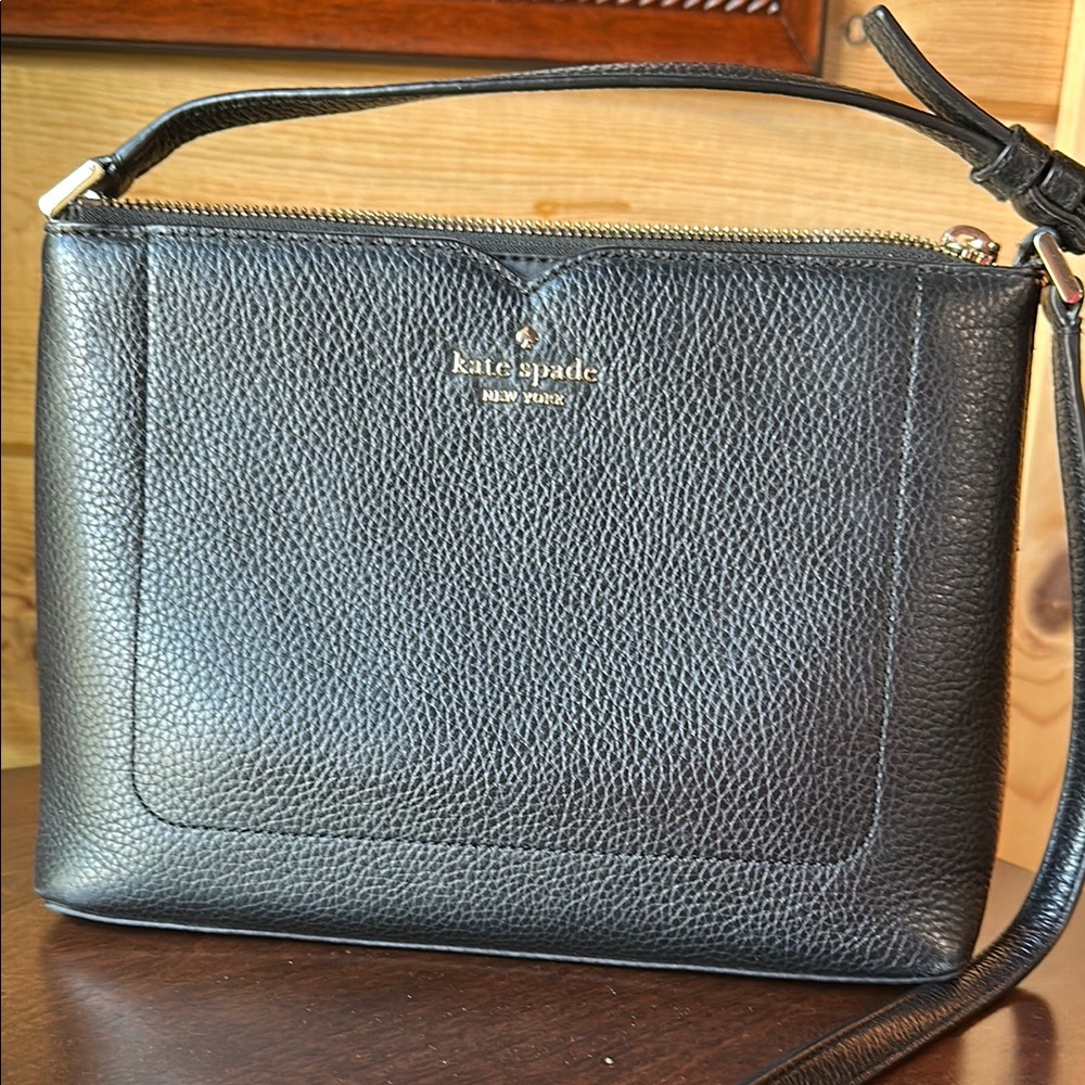 Kate Spade Harlow Black Pebbled Leather Shoulder/Crossbody bag